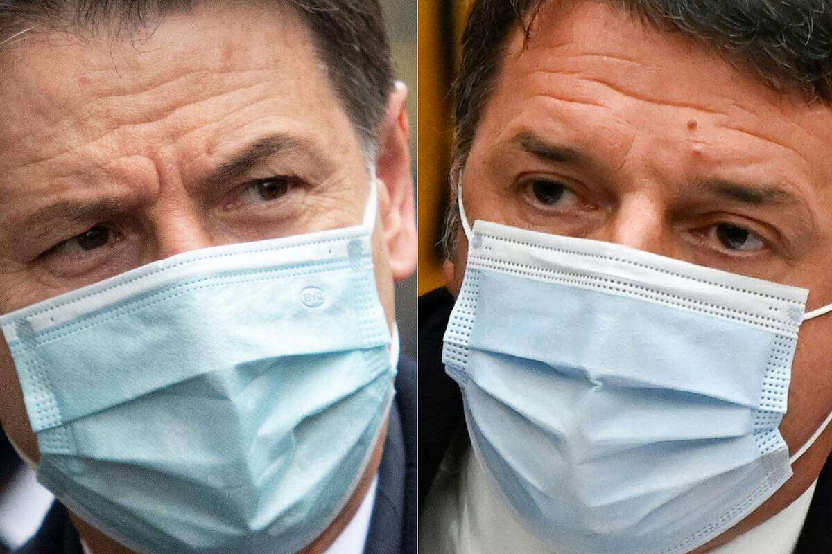 El primer ministro de Italia, Giuseppe Conte, y el actual senador, exprimer ministro y jefe del partido político Italia Viva, Matteo Renzi