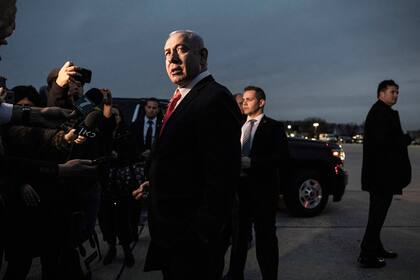 El primer ministro israelí, Benjamin Netanyahu, antes de partir de Washington a Tel Aviv, el 25 de marzo pasado