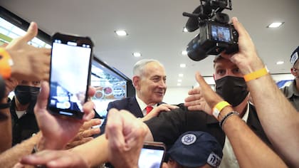 El primer ministro israelí y líder del partido Likud durante un acto de campaña