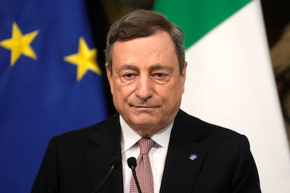 El primer ministro italiano Mario Draghi en un evento en Roma el 7 de abril del 2022 (Foto AP/Gregorio Borgia, pool)