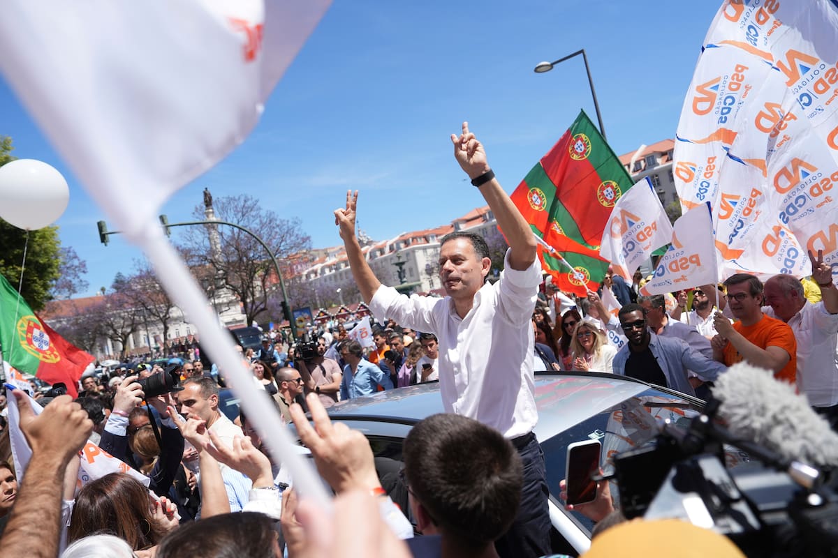 El primer ministro y líder del partido Socialdemócrata, Luis Montenegro, el viernes pasado, en su cierre de cmpaña