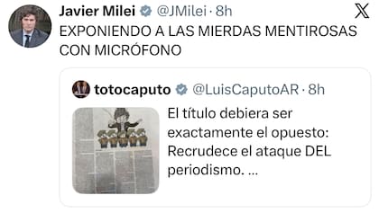 El primer posteo de la nueva catarata de Milei, alrededor de las 10.30
