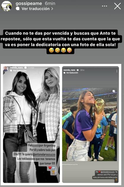 El primer posteo, donde aparecen Wanda Nara y Antonela Roccuzzo fue eliminado por la propia empresaria y pronto subió el segundo con una foto de Antonela sola