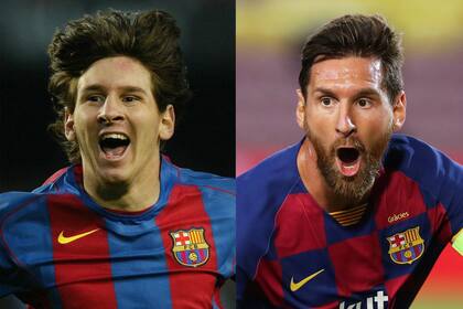 El primer y el último festejos de Messi en Barcelona