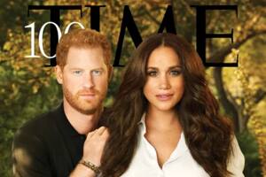 El príncipe Harry adoptó una actitud muy distinta en la última portada de la revista Times, donde posó junto a su esposa, Meghan Markle
