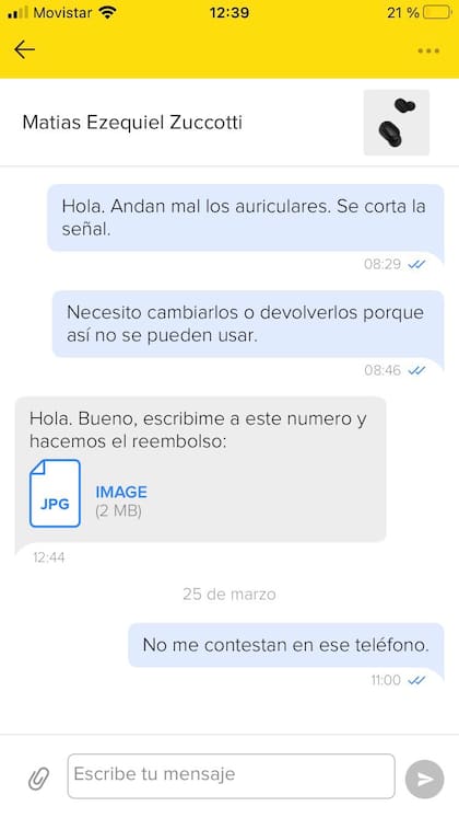 El principio de la conversación entre el vendedor y el comprador de los auriculares
Tw: @___ElGringo_