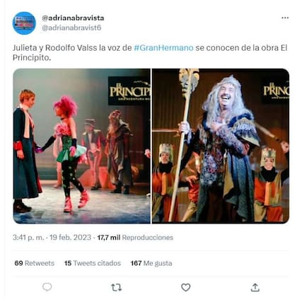 El Principito, la obra musical en la que compartieron escenario Julieta Poggio y Rodolfo Valss, la voz de Gran Hermano, según reveló la periodista Adriana Bravista