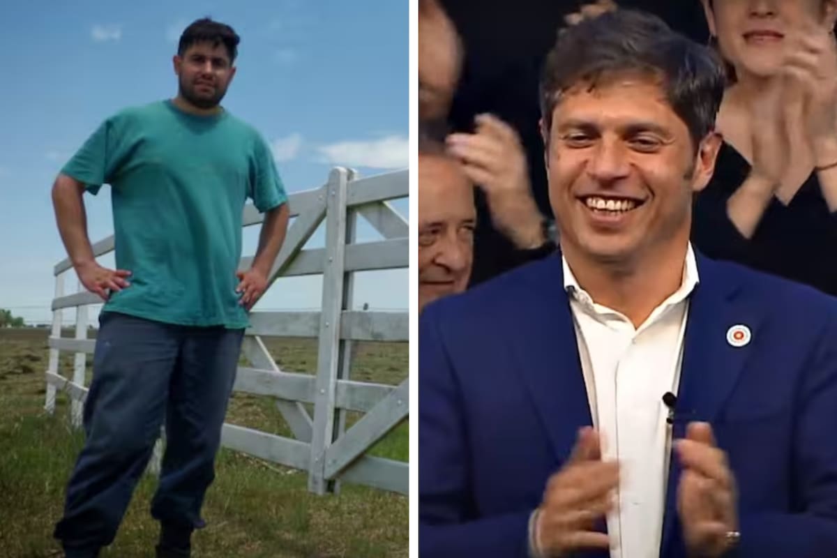El productor agropecuario de San Vicente, Agustín Arechavala, y el gobernador Axel Kicillof