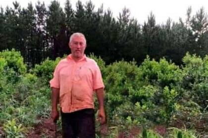 El productor Héctor Kattz en su chacra en Salto Encantado, en la provincia de Misiones. Gentileza Claudio Katiz