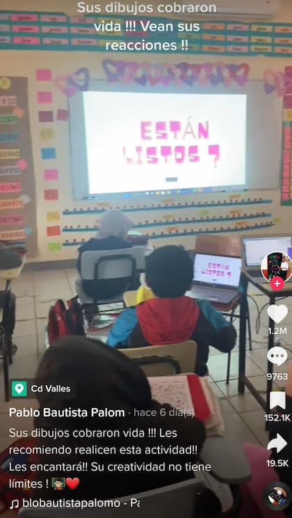 El profesor Pablo Bautista comparte en su perfil de TikTok @prof.pablobautistapalomo las reacciones de sus alumnos (Foto captura de vídeo)