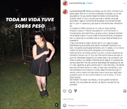 El profundo mensaje que compartió Juana Repetto en redes (Foto: Instagram @juanarepettook)
