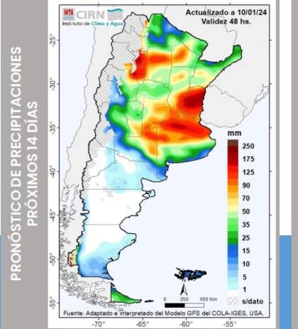 El pronóstico de lluvias de los próximos 14 días