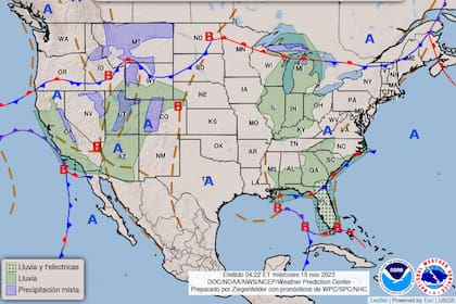 El pronóstico del clima a nivel nacional en EE.UU. centra sus preocupaciones en las lluvias muy fuertes en la península de Florida