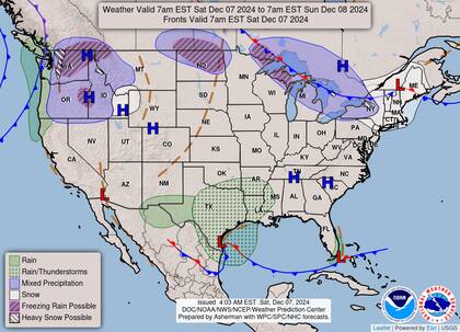 El pronóstico del Servicio Meteorológico Nacional para este sábado 7 de diciembre de 2024