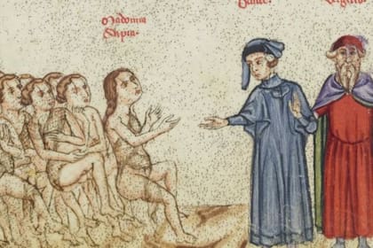 El protagonista se encuentra con una variedad de personajes, muchos de los cuales están basados en personas reales que Dante había conocido