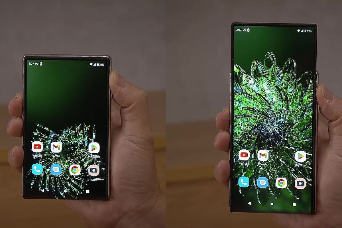 El prototipo de Motorola, con una pantalla que se estira hacia arriba; otras compañías han preferido hacer una pantalla más ancha