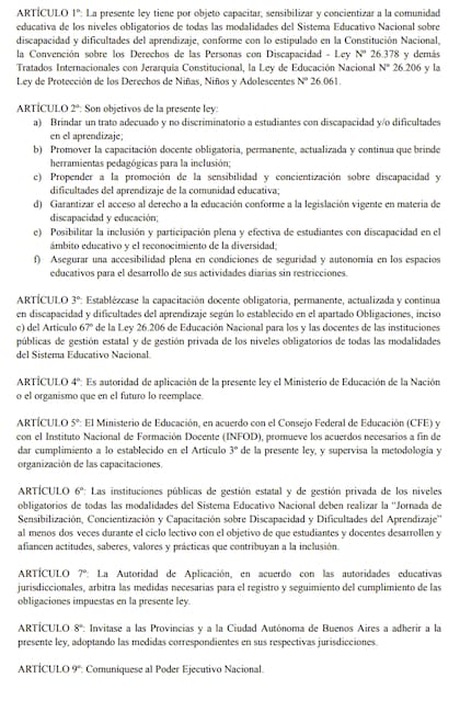 El proyecto de ley tiene nueve artículos.