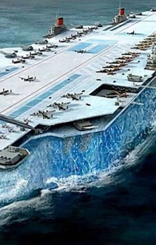 El proyecto Habakkuk consistía en la construcción de un portaviones con el casco hecho completamente de un material que mezclaba el hielo con pulpa de madera