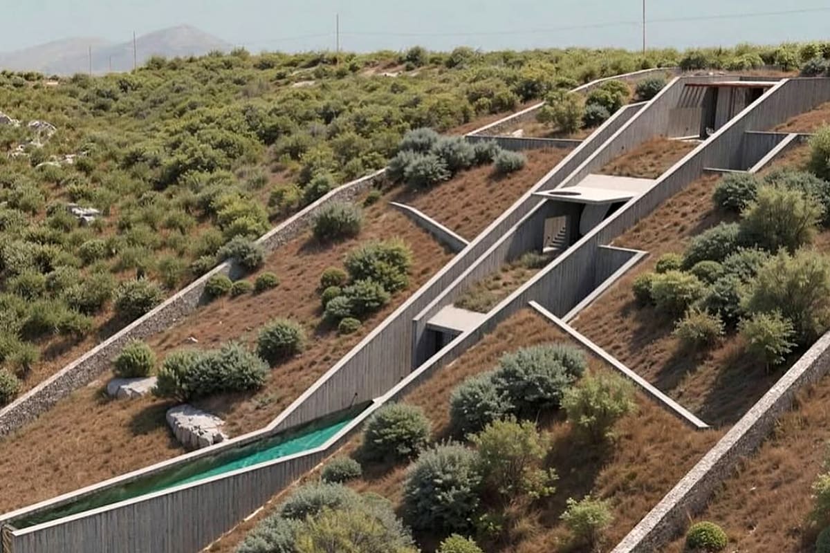 El Proyecto N’arrow es una "casa cueva" que actualmente está en construcción en Creta, Grecia