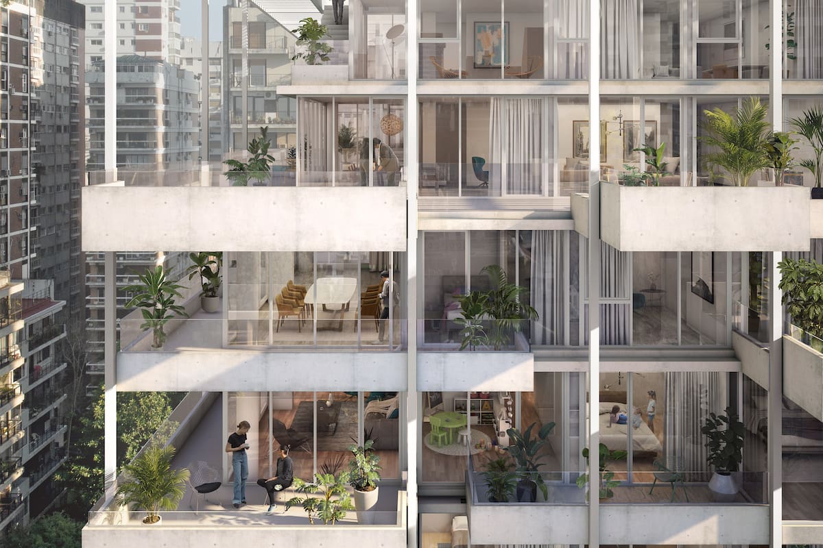 El proyecto tiene balcones de entre tres y cuatro metros en cada departamento que representan un ambiente extra por unidad