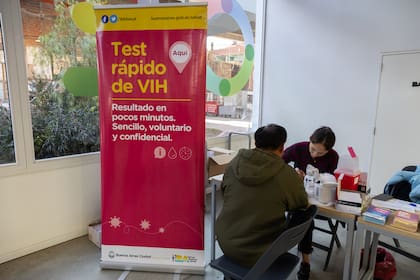 El puesto de test rápido de VIH.