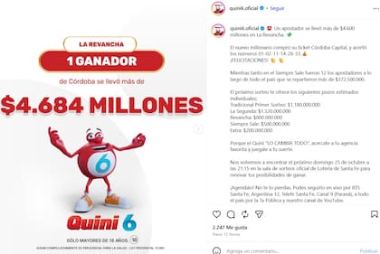 El Quini 6 tuvo un ganador