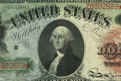 El Rainbow Note, o billete arcoíris de un dólar de 1869, es un ejemplar llamativo
