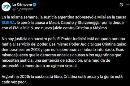 El reclamo de La Cámpora tras el sobreseimiento de los Milei en la causa $LIBRA
