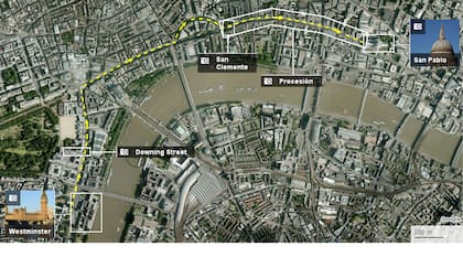 El recorrido del cortejo fúnebre, desde el Parlamento hasta la catedra St. Paul