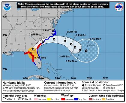 El recorrido del huracán Idalia en el sur de Estados Unidos