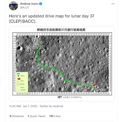 El recorrido del rover para llegar hasta el punto donde está la roca