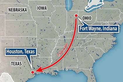 EL recorrido que hizo la muchacha para llegar y descubrir que la habían dejado plantada en el aeropuerto de Houston