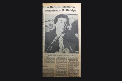 El recorte de La Nación con la noticia del intento de secuestro de Hidalgo