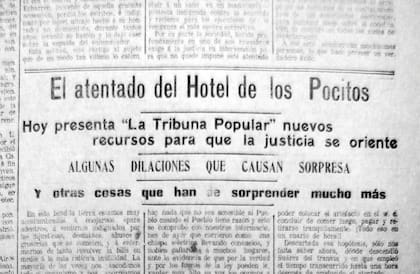 El recorte del diario Anarquía en el que se marca el ataque a poco de abrir el Hotel