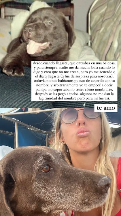 El recuerdo de Nati Jota sobre su perra Pampa (Instagram: @natijota)