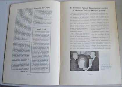 El registro impreso de la visita de Oppenheimer en la Universidad de La Plata