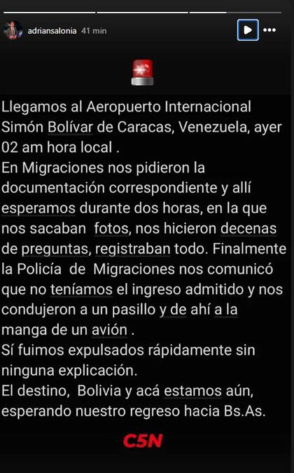 El relato de Adrián Salonia