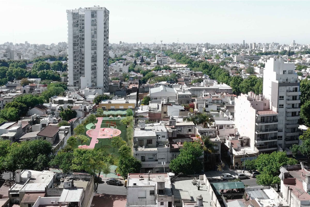 El render de la plaza y su ubicación en el barrio