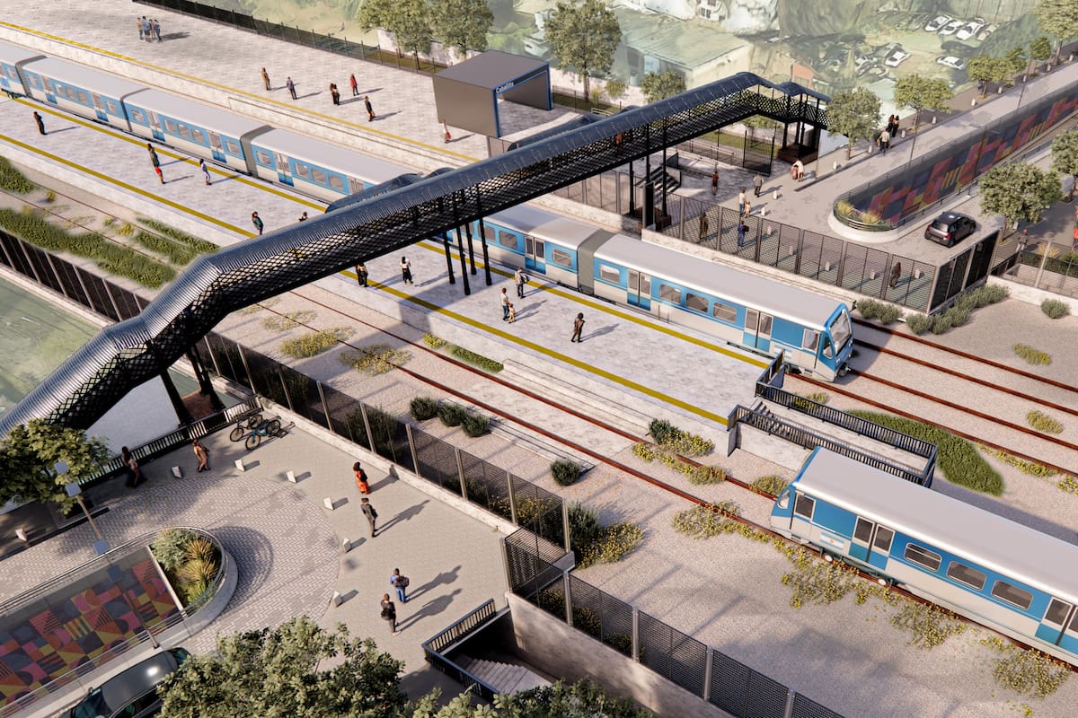 El render del paso bajo nivel de la calle Federico García Lorca, junto con el paso peatonal en altura