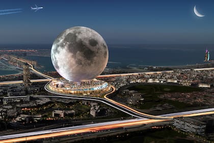 El render del proyecto Moon, que se construirá en Dubai (Michael Henderson/Moon World Resorts via AP)