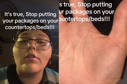 El repartidor de Amazon señaló que poner los paquetes en cualquier lado "es un poco asqueroso". (@aayyeelex)