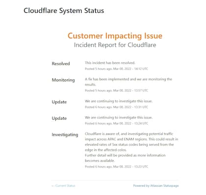 El reporte de Cloudflare sobre los problemas de servicio durante el día de hoy