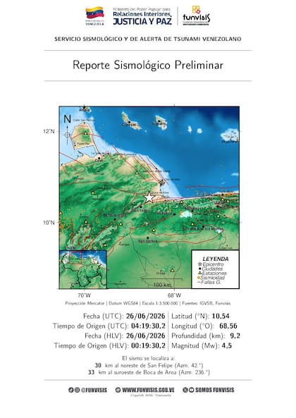 El reporte oficial de las autoridades venezolanas sobre la réplica