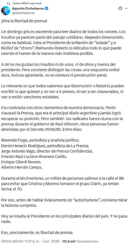 El reposteo de Milei