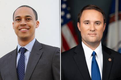 El republicano Jason Miyares (derecha de la foto) buscará retener el cargo de fiscal general frente a Jay C. Jones