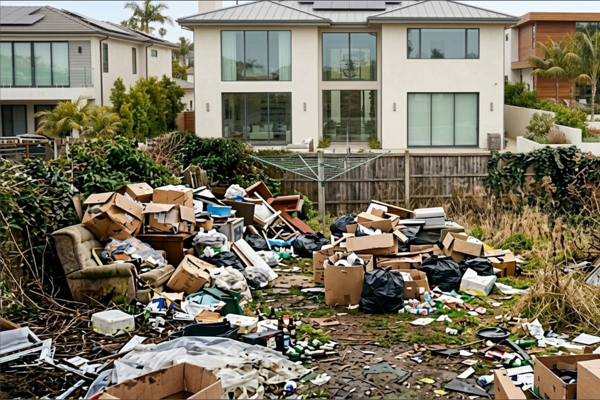 El residente de Los Ángeles acumula desperdicios desde hace más de una década y su patio está repleto de pilas de basura