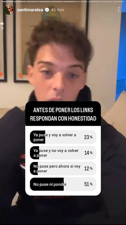 El resultado de la encuesta que Santi Maratea realizó en sus redes