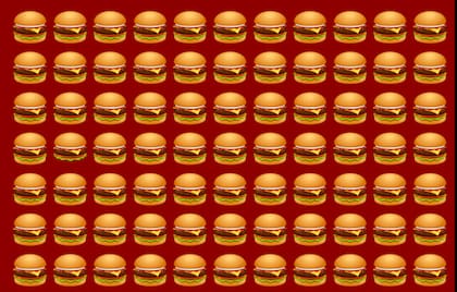 El reto visual consiste en encontrar la hamburguesa que es diferente a las demás