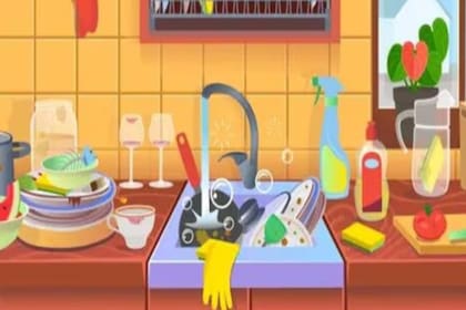 El reto visual es encontrar rápidamente las 5 esponjas de limpieza