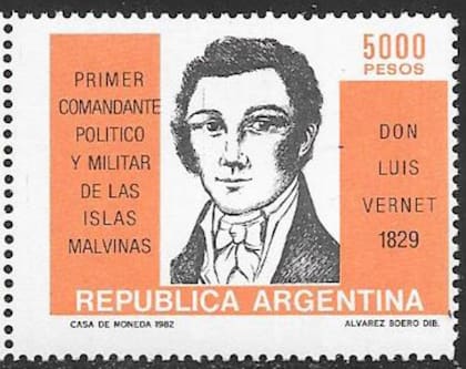 El retrato de Luis Vernet en una estampilla argentina